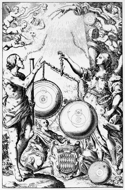 Frontispiz zu Almagestum Novum von Giovanni Battista Riccioli, veröffentlicht 1651 von Italian School