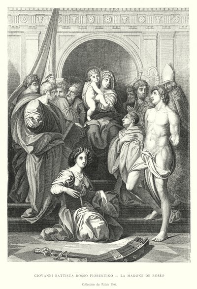 Giovanni Battista Rosso Fiorentino, La Madone de Rosso, Sammlung des Palazzo Pitti (Gravur) von Italian School