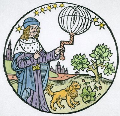 Ideales Porträt von Aristoteles (384-322 v. Chr.), Kopie einer Illustration aus Aristoteles cum Leonardi Aretini Commentariis, Venedig 1516, verwendet in einer Geschichte der Magie, veröffentlicht Ende des 19. Jahrhunderts von Italian School
