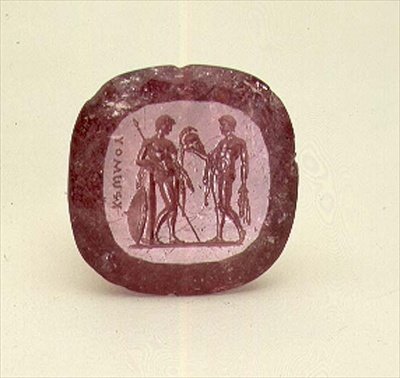 Intaglio eines Kriegers und Rüstungsbärers, ca. 1800 (Turmalin) von Italian School