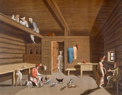 Innenraum eines russischen Bauernhauses, ca. 1820er-30er Jahre von Italian School