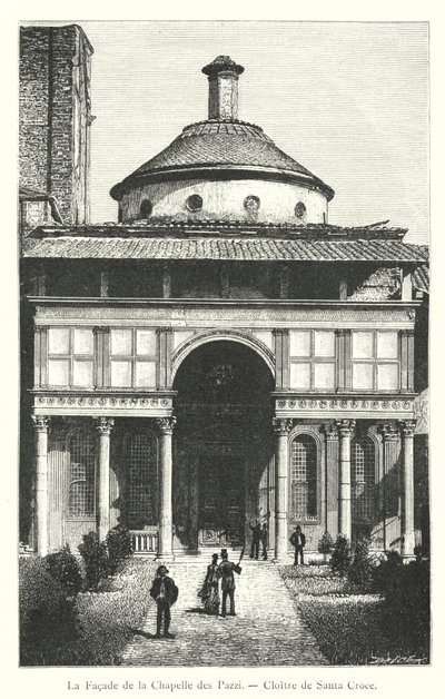 Die Fassade der Pazzi-Kapelle, Kreuzgang von Santa Croce (Gravur) von Italian School