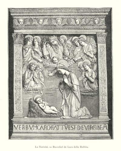 Die Geburt Christi, Basrelief von Luca della Robbia (Stich) von Italian School