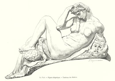 Die Nacht, allegorische Figur, Grab der Medici von Italian School