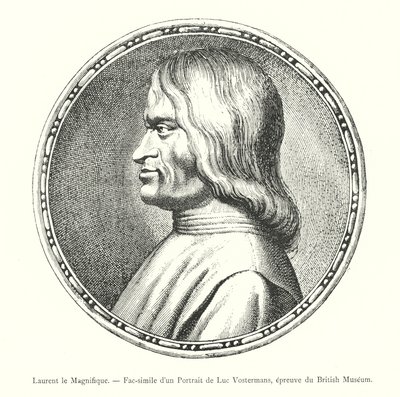 Lorenzo der Prächtige, Faksimile eines Porträts von Luc Vostermans, Abzug aus dem British Museum von Italian School