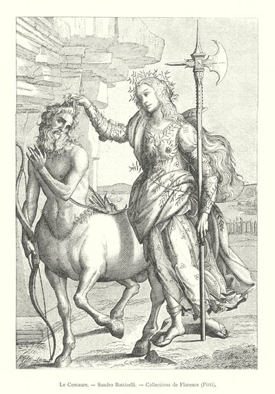 Der Zentaur, Sandro Botticelli, Sammlungen von Florenz, Pitti (Stich) von Italian School