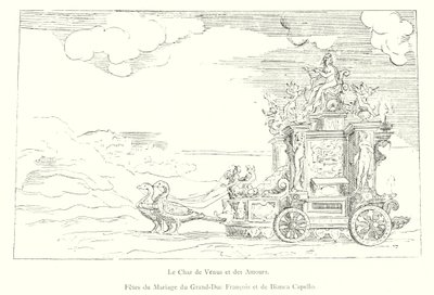 Der Wagen der Venus und der Liebesgötter, Hochzeitsfeier des Großherzogs Franz und Bianca Capello (Gravur) von Italian School
