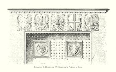 Die Waffen von Florenz auf dem Architrav des Zecca-Tores (Stich) von Italian School