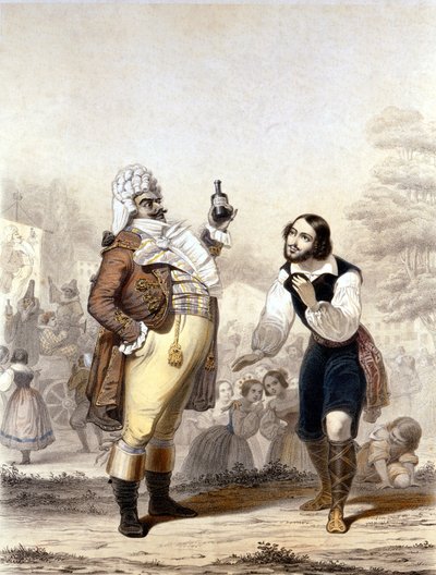 Luigi Lablache und Mario di Candia in einer Szene aus der Oper Der Liebestrank von Italian School