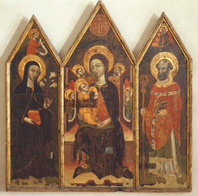 Madonna mit Kind zwischen der heiligen Klara und dem heiligen Basilius von Italian School