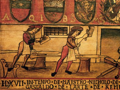 Mariegole (Regelbuch) der Kunst der Ruderer, Detail, Italien von Italian School