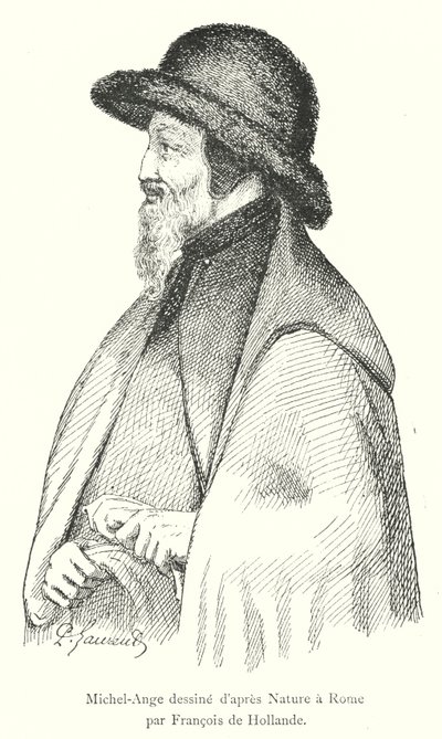 Michelangelo zeichnet nach der Natur in Rom von Francois de Hollande von Italian School