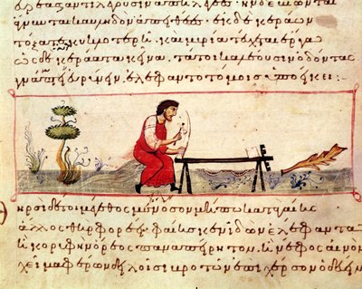 Traditionelle Elfenbeinarbeit, eine Illustration aus der Cynegetica von Oppian von Italian School