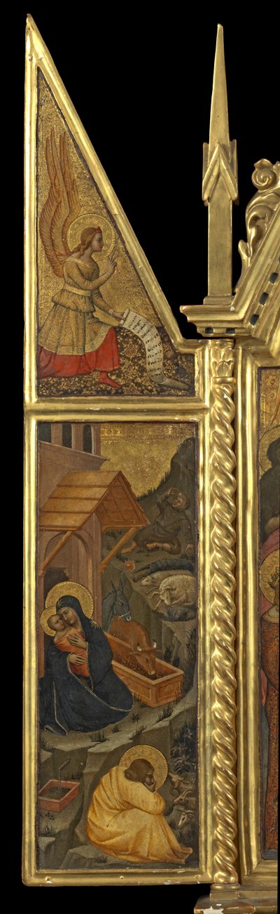 Geburt Christi mit Engel der Verkündigung - oben (linkes Panel), ca. 1330–70 von Italian School