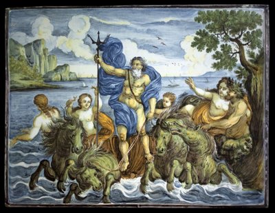 Neptun auf seinem Wagen mit einem Dreizack von Italian School