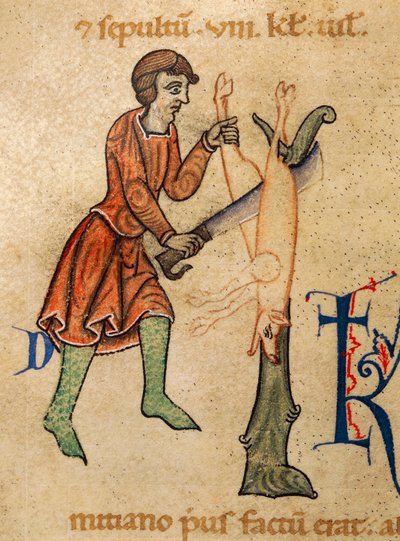 November, Metzgerviertel Schwein, Miniatur aus Martyrologium von Adonis, Italien von Italian School
