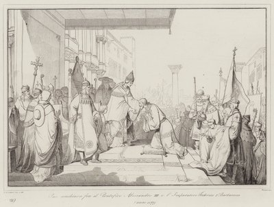 Frieden geschlossen zwischen Papst Alexander III. und Kaiser Friedrich I. Barbarossa von Italian School