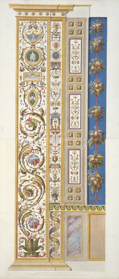 Tafel aus der Raphael-Loggia im Vatikan, aus Delle Loggie di Rafaele nel Vaticano, gestochen von Giovanni Ottaviani (ca.1735-1808), veröffentlicht ca. 1772-77 (handkolorierter Stich) von Italian School