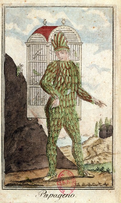 Papageno der Vogelfänger, aus Die Zauberflöte von Wolfgang Amadeus Mozart (1756-91) von Italian School