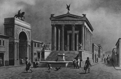 Pompeji: Tempel und Straße der Fortuna (Lithographie) von Italian School