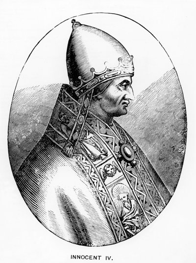 Porträt von Papst Innozenz IV. (gest. 1254) Illustration aus Wissenschaft und Literatur im Mittelalter und in der Renaissance, geschrieben und graviert von Paul Lacroix, 1878 von Italian School
