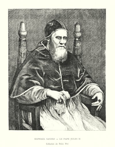 Raffael Sanzio, Papst Julius II., Sammlung des Pitti-Palastes (Gravur) von Italian School