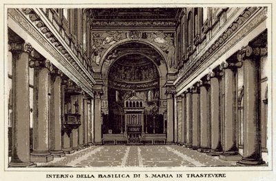 Rom: Innenraum der Basilika Santa Maria in Trastevere von Italian School