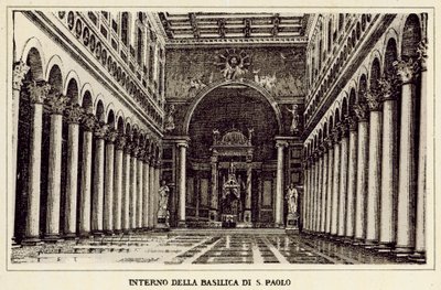 Rom: Innenansicht der Basilika St. Paul von Italian School
