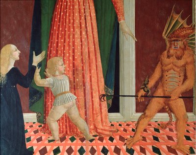 Santa Maria del Soccorso oder Maria Hilfe der Christen Detail eines Dämons (Detail eines Teufels) Malerei der florentinischen Schule des 15. Jahrhunderts Florenz Chiesa di Santo Spirito von Italian School