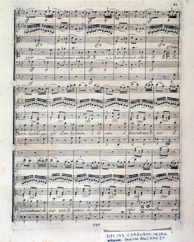 Notenblatt von Medea (Akt 1), Oper von Luigi Cherubini von Italian School
