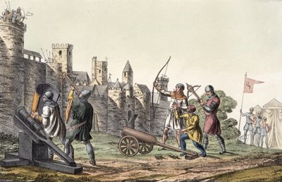 Soldaten und Artillerie des 15. Jahrhunderts, Tafel 16 aus Die Geschichte der Nationen (Aquatinta) von Italian School