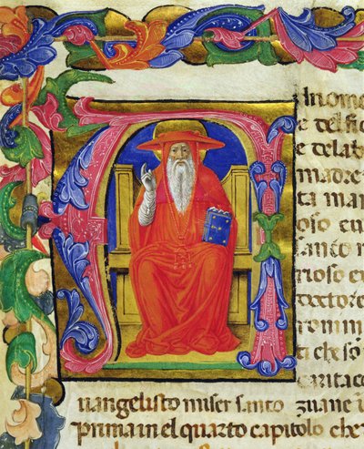 St. Hieronymus, aus einer Mariegola der Laiengilde von St. Hieronymus, ca. 1400 von Italian School