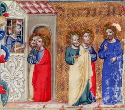 St. Johannes im Gefängnis und sendet zwei Jünger zu Christus von Italian School