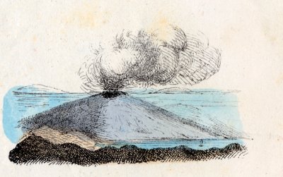 Dampfender oder ruhender Vulkan, Lithographie Corbetta, Mailand von Italian School