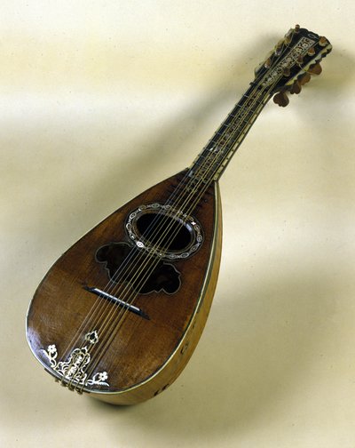 Stillleben mit neapolitanischer Mandoline, erfunden von Giuseppe Filano. Neapel 1784 von Italian School