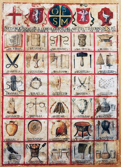 Symbole der Künste und Handwerke der Stadt Orvieto von Italian School