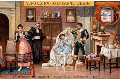 Die Enthüllung von Cherubino, Szene aus "Die Hochzeit des Figaro" von Wolfgang Amadeus Mozart von Italian School