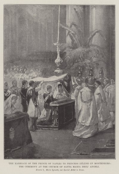Die Hochzeit des Prinzen von Neapel mit Prinzessin Helene von Montenegro, die Zeremonie in der Kirche Santa Maria Degl