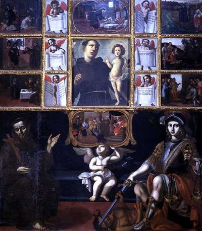 Die Wunder des Heiligen Antonius, mit St. Franziskus und St. Michael von Italian School