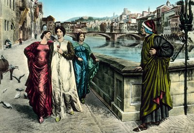 Das Treffen von Dante und Beatrice von Italian School