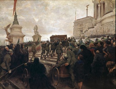 Die Überreste des unbekannten Soldaten werden am 04.11.1921 zum Monument Vittoriano in Rom gebracht von Italian School