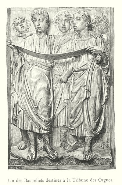 Eines der Basreliefs für die Orgeltribüne (Stich) von Italian School