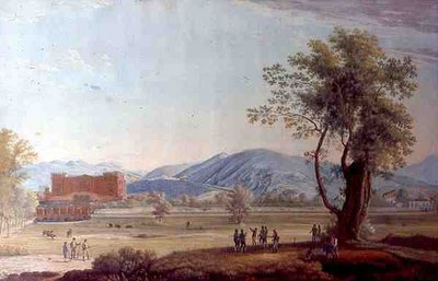 Ansicht der Villa und des Parks von Italian School