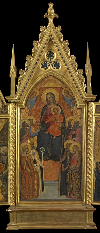 Jungfrau und Kind auf dem Thron mit acht Heiligen (Mittelteil), ca.1330-70 von Italian School
