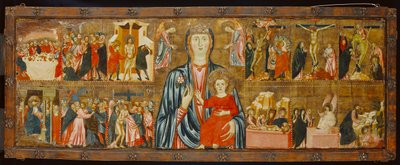 Madonna mit Kind und zwei Engeln mit zwölf Szenen aus der Passion, ca. 1310 von Italian School Italian School