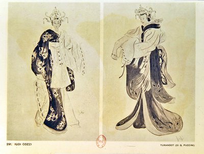 Kostümentwürfe für die Oper Turandot von Giacomo Puccini (1858-1924) von Iudi Cozzi