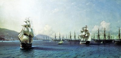 Schwarzmeerflotte in der Bucht von Theodosia, kurz vor dem Krimkrieg von Ivan Aivazovsky