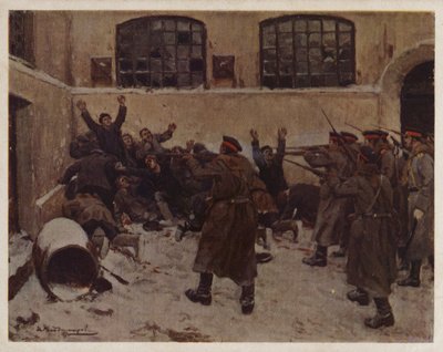 Russische Soldaten erschießen Demonstranten im Presnya-Distrikt von Moskau während der Revolution von 1905 von Ivan Alexeyevich (after) Vladimirov
