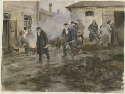 Bourgeoisie reinigt die Ställe aus der Aquarellserie Russische Revolution, 1920 von Ivan Alexeyevich Vladimirov