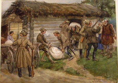 Beschlagnahme von Mehl von reichen Bauern in einem Dorf in der Nähe von Pskow von Ivan Alexeyevich Vladimirov